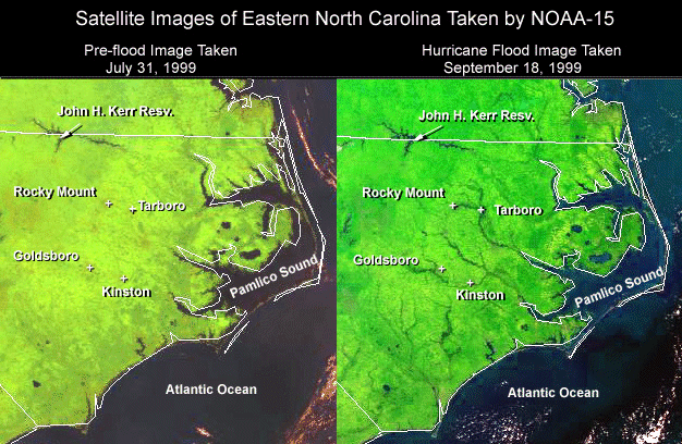 Satellite view of flooding